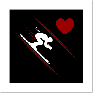 Funny Skier Heart Gift for skiers Posters and Art